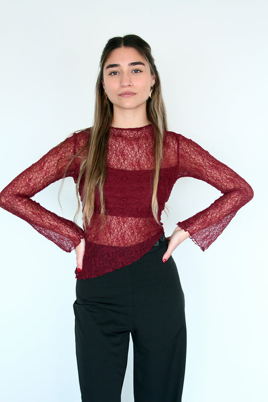 Polera Encaje Cuello Redondo