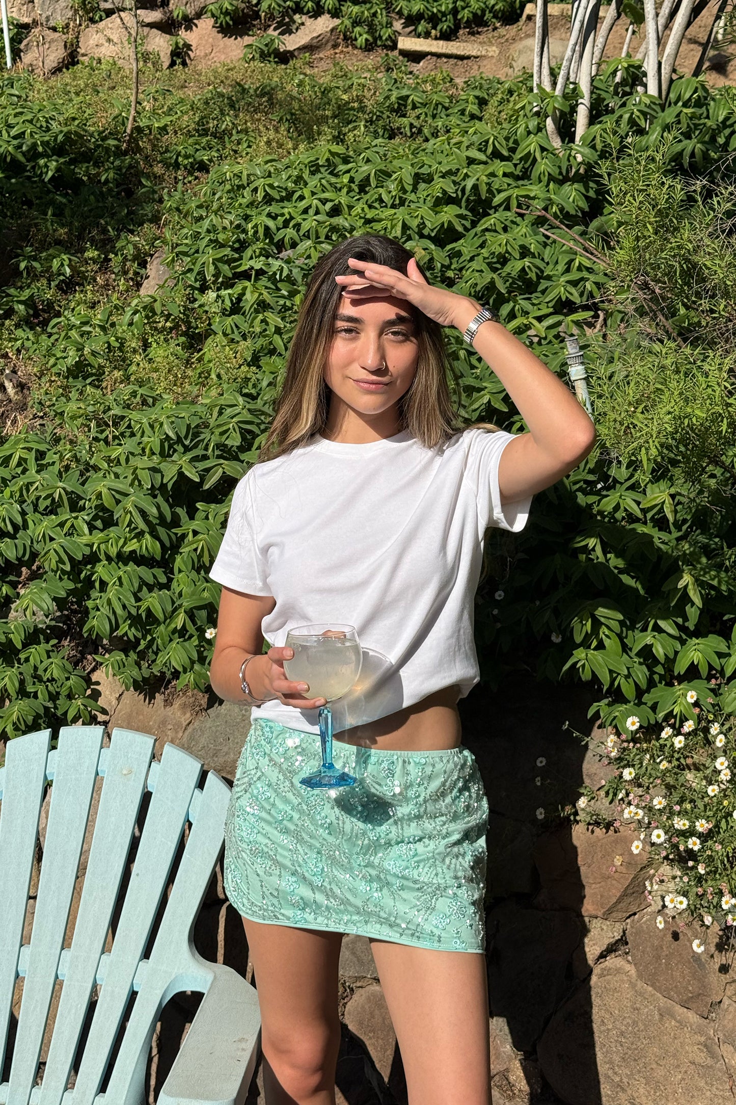 Falda Mostacillas Turquesa