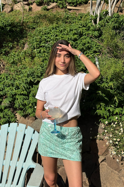 Falda Mostacillas Turquesa